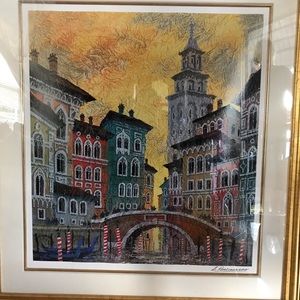 Venice Yellow Sunset lithograph Painting